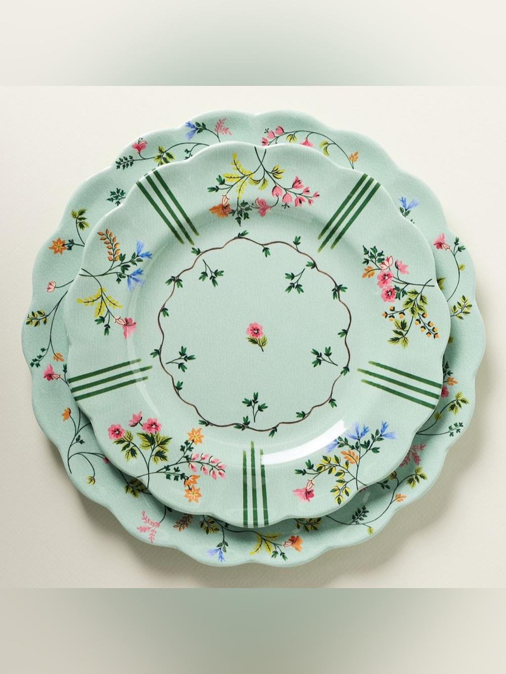 Set of 4 Anthropologie Annette Floral Sky Dessert Plate